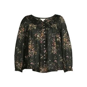 Terra & Sky Women's BOHO Flowy Blouse Black Floral Embroidery Cotton Size 0X